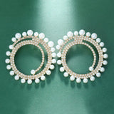 Stonefans Exaggerated Pearl Hoop Earrings for Women