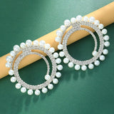 Stonefans Exaggerated Pearl Hoop Earrings for Women