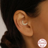 925 Silver Vintage Circle Hoop Earring Golden Pearl Hoops Jewelry