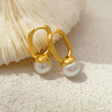 Oval Buckle Earrings High Copper Pearl Women