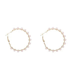 European-American Style Letter C Large Circle Earrings with Pearl