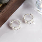 French Pearl Earrings 925 Sterling Silver Ear Buckle Daily Commuting