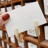 Korea Hoop Earrings Pair with Pearl for Women