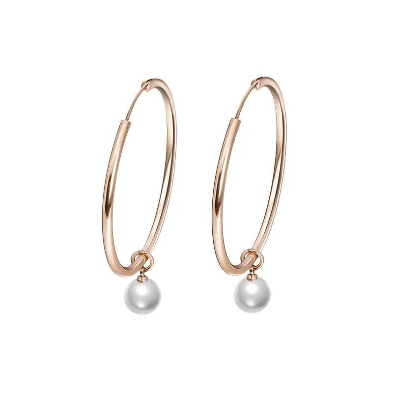 925 Silver Pearl Glossy Hoop Earrings, Charm Gift
