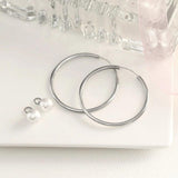925 Silver Pearl Glossy Hoop Earrings, Charm Gift