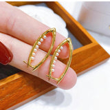 Geometric Hoops Earrings With Charms INS Stylish Femme Ear Jewelry