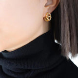 Geometric Rhinestone Earrings Hand-Made Brass Sensitive Graceful
