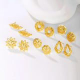 18K Retro Stud Earrings for Women Bride Wedding
