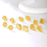 18K Retro Stud Earrings for Women Bride Wedding
