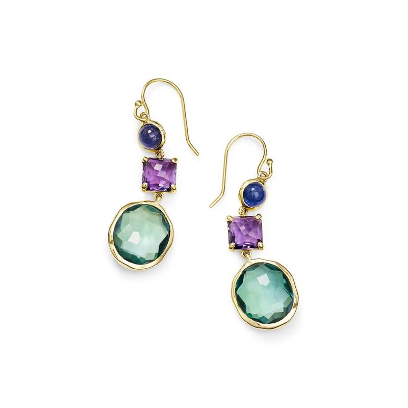 14K Pure Emerald Earring for Women Aros Oreja 14 K Yellow Natural Emerald