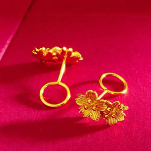 14K Flower Stud Earring for Women Bride Vietnam Sand Plated Stud Earring