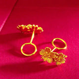 14K Flower Stud Earring for Women Bride Vietnam Sand Plated Stud Earring