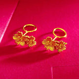 14K Flower Stud Earring for Women Bride Vietnam Sand Plated Stud Earring
