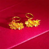 14K Flower Stud Earring for Women Bride Vietnam Sand Plated Stud Earring