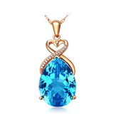 14K Rose 3 Carat Sapphire Stone Pendant Women Natural Sapphire Gemstone