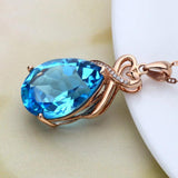14K Rose 3 Carat Sapphire Stone Pendant Women Natural Sapphire Gemstone
