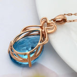 14K Rose 3 Carat Sapphire Stone Pendant Women Natural Sapphire Gemstone