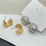 Chunky Studs Earrings Stainless Steel Bijoux Jewelry Metal 18 K