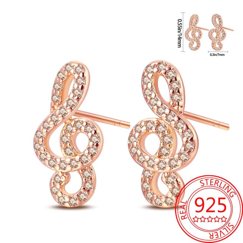 925 Silver Rose Earphone Notes K Earrings
