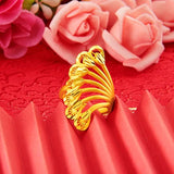 14K Hollow Pteris Rings Women Birthday Wedding Engagement Pure Fine Jewelry