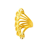 14K Hollow Pteris Rings Women Birthday Wedding Engagement Pure Fine Jewelry
