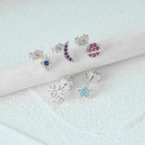 925 Silver Star Moon Sun Zircon Earrings Set