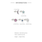 925 Silver Star Moon Sun Zircon Earrings Set