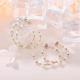 French Shell Pearls Dangle Earrings Stainless Steel Drop Ear Jewelry