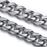 Cuban Link Chain Stainless Steel Necklace 18K Plated Punk Silver Jewelry