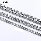 Cuban Link Chain Stainless Steel Necklace 18K Plated Punk Silver Jewelry