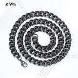 Cuban Link Chain Stainless Steel Necklace 18K Plated Punk Silver Jewelry