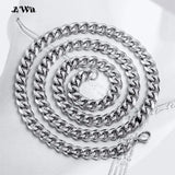 Cuban Link Chain Stainless Steel Necklace 18K Plated Punk Silver Jewelry