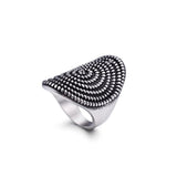 Fongten Oval Ring Stainless Steel Round Metal Big Mushroom Rings Unisex Silver