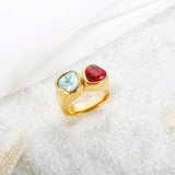 Heart-shaped Zircon Finger Ring Steel Titanium Electroplating 18 k