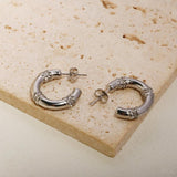 Classic Zirconia Inlaid C-shaped Earrings Crystal 18k Silver