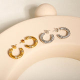 Classic Zirconia Inlaid C-shaped Earrings Crystal 18k Silver