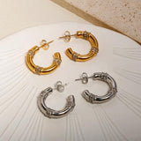 Classic Zirconia Inlaid C-shaped Earrings Crystal 18k Silver