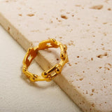 18k Gold-plated Stainless Steel Geometric Ring for Women