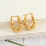 Gorgeous Twisted 316L Stainless Steel Hoop Earrings 18K Jewelry Women