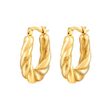 Gorgeous Twisted 316L Stainless Steel Hoop Earrings 18K Jewelry Women