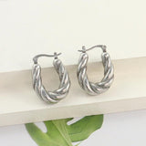 Gorgeous Twisted 316L Stainless Steel Hoop Earrings 18K Jewelry Women