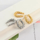 Gorgeous Twisted 316L Stainless Steel Hoop Earrings 18K Jewelry Women