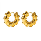 Bamboo Stainless Steel 18k Hoop Earrings for Women
