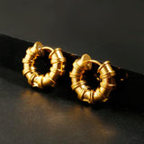Bamboo Stainless Steel 18k Hoop Earrings for Women