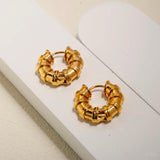 Bamboo Stainless Steel 18k Hoop Earrings for Women