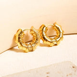 Bamboo Stainless Steel 18k Hoop Earrings for Women