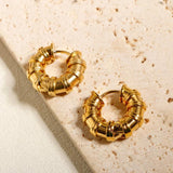 Bamboo Stainless Steel 18k Hoop Earrings for Women