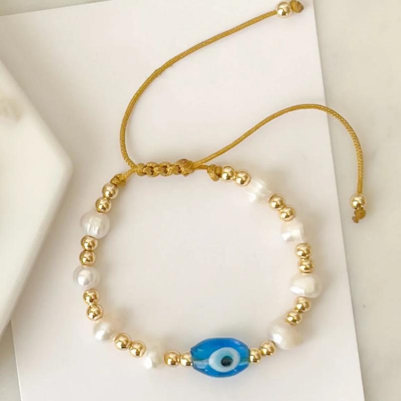 KKBEAD Evil Eye Bracelet 18K Beads Pearl Pulseras Femme Jewelry