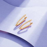 Elegant 18k V Shaped Zircon Hoop Earrings for Women