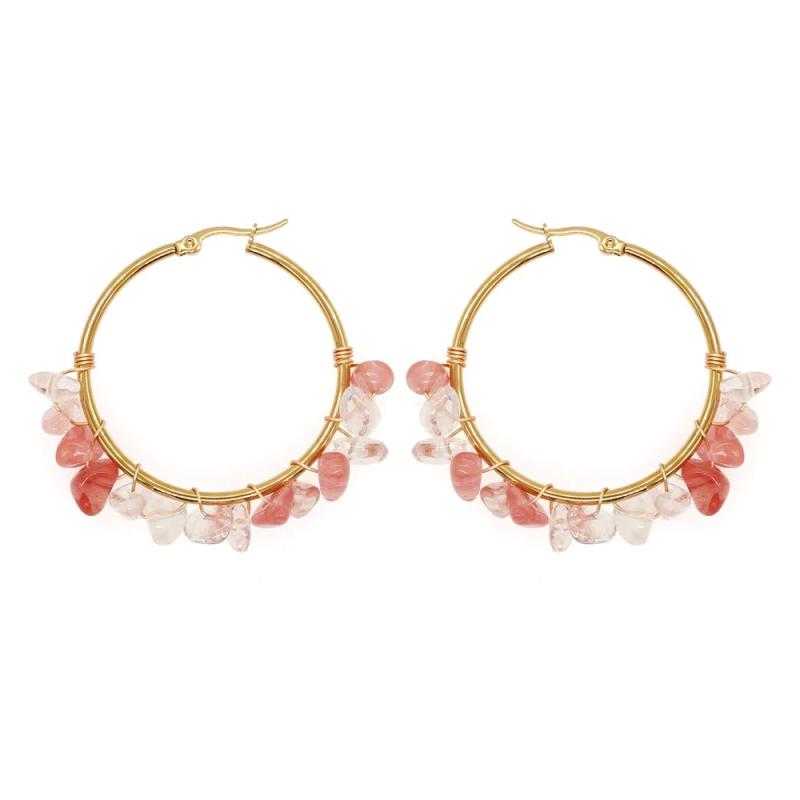 Vlen Multi-color Natural Stone Earrings 18K High Jewelry Aretes De
